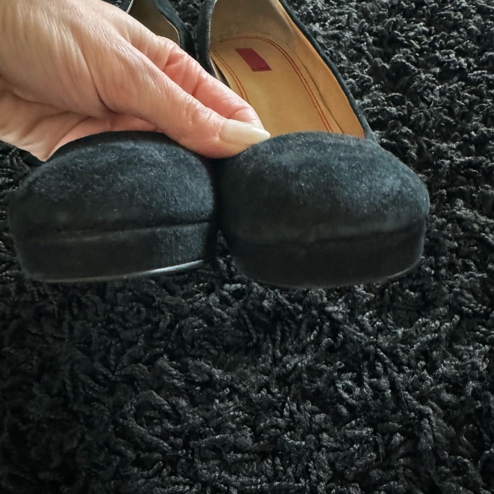 2 FOR $25 5/48 Saks Fifth Avenue Black Suede Platform Pumps Leather 40 9 9.5 10 - Picture 4 of 7